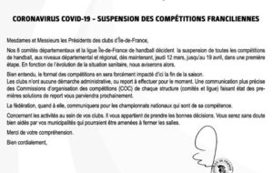 Suspension des compétitions et entrainements